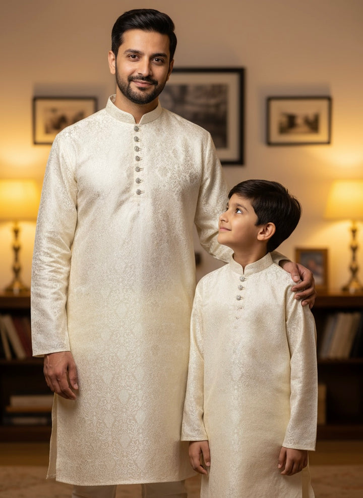 JN611G - Jacquard Silk kameez set for Men & Boys