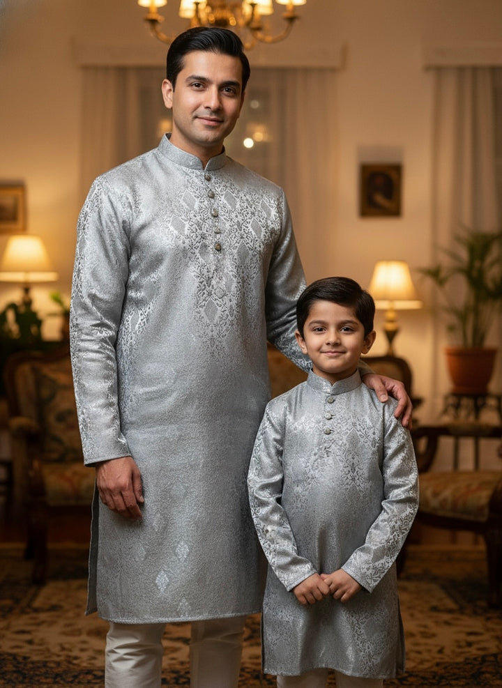JN611J - Jacquard Silk kameez set for Men & Boys