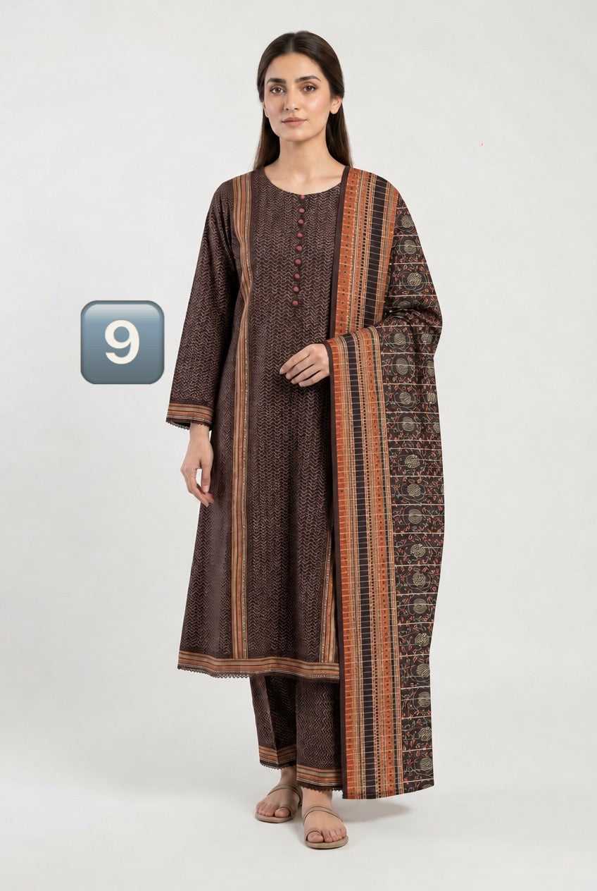 KBS09 Bin Saeed Soft Winter Khadder 3-Piece Suit - East meets west clothing 