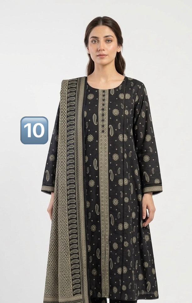 KBS10 Bin Saeed Soft Winter Khadder 3-Piece Suit - East meets west clothing 