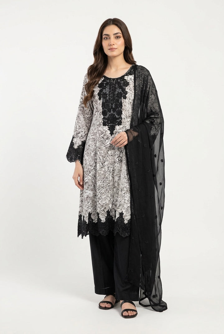 379A Embroidered Shamoz Silk Pakistani Suit - East meets west clothing 