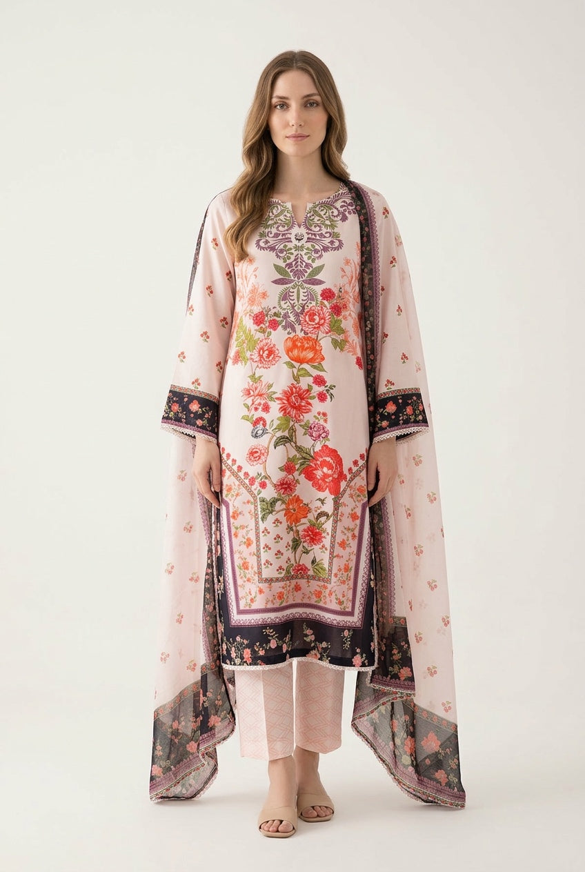 WL01 Embroidered Winter Linen 3-Piece Suit - East meets west clothing 