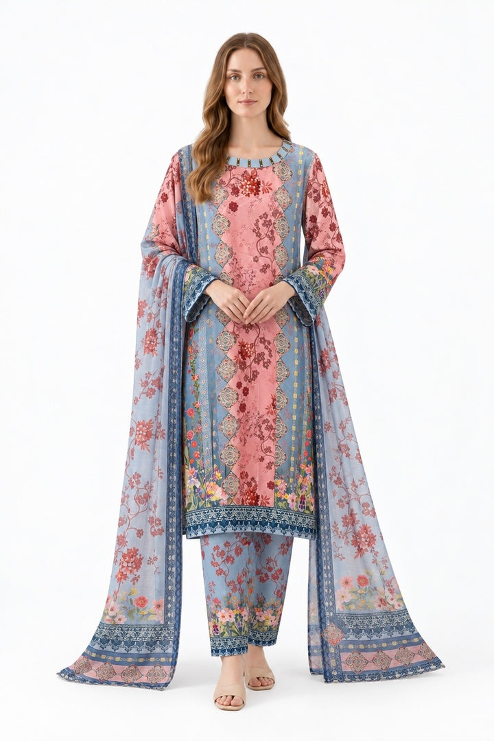 WL03 Embroidered Winter Linen 3-Piece Suit - East meets west clothing 