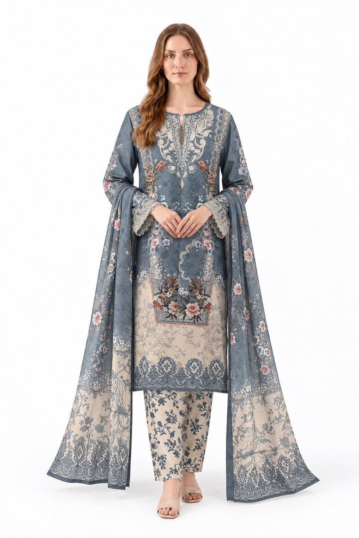 WL05 Embroidered Winter Linen 3-Piece Suit - East meets west clothing 