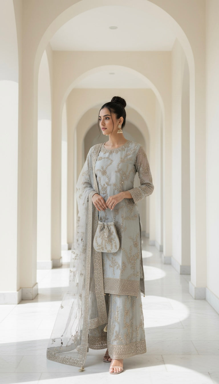 0171D- EMBROIDERED & EMBELLISHED NET SUIT