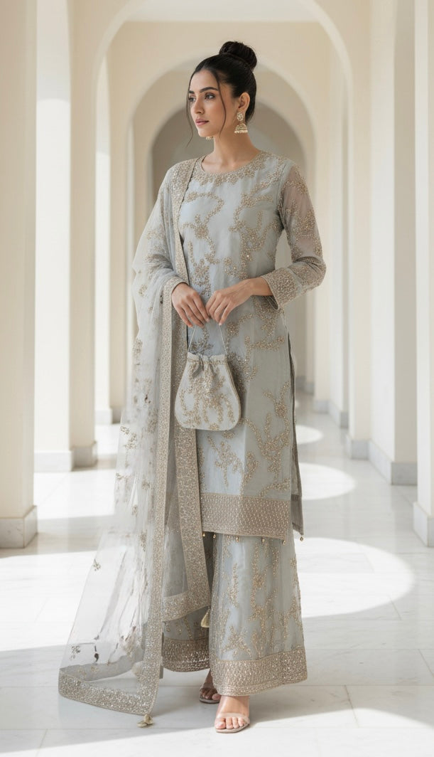 0171D- EMBROIDERED & EMBELLISHED NET SUIT