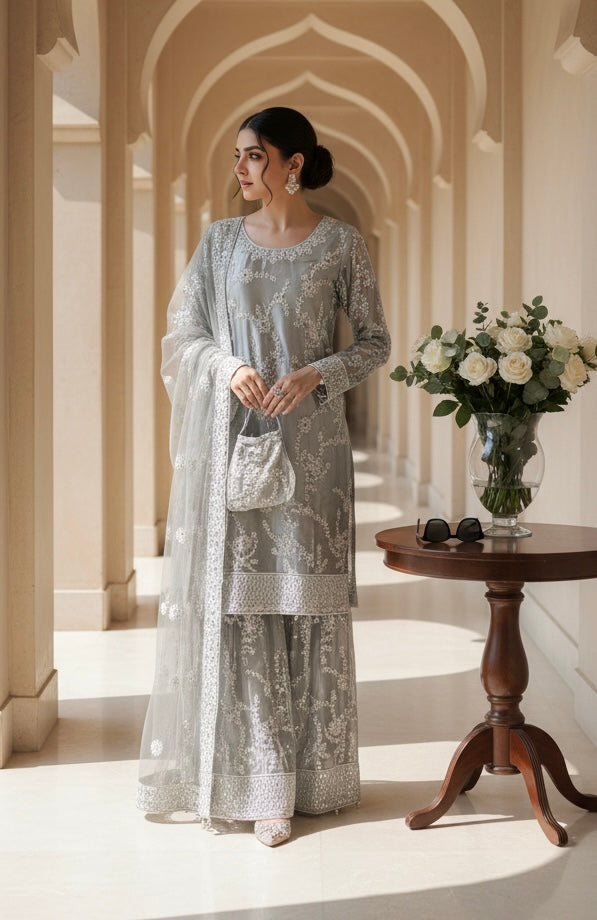 0171C- EMBROIDERED & EMBELLISHED NET SUIT