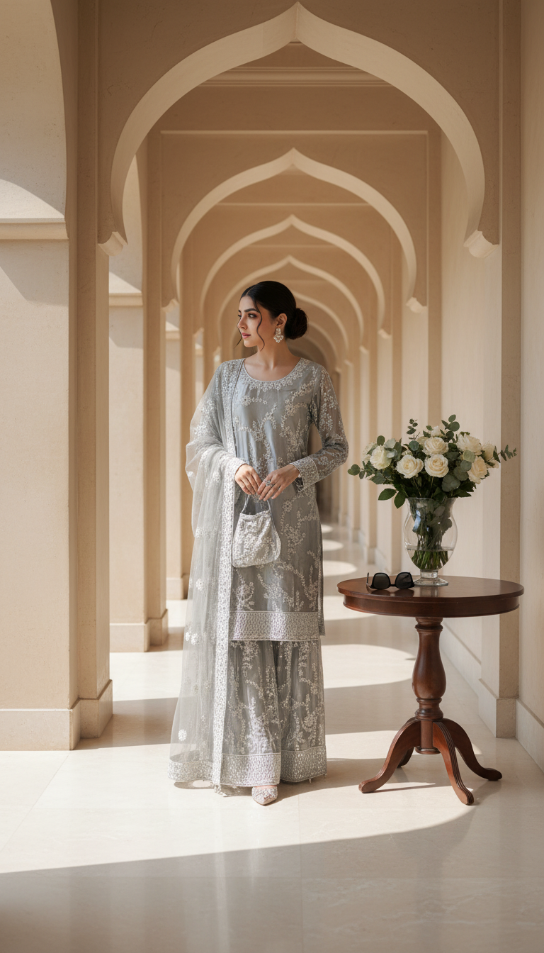 0171C- EMBROIDERED & EMBELLISHED NET SUIT