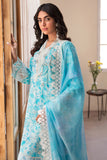Afrozeh Print Kari Lawn 3 piece suit Unstitched BLUE LAGOON