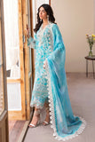 Afrozeh Print Kari Lawn 3 piece suit Unstitched BLUE LAGOON