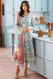 Afrozeh Print Kari Lawn 3 piece suit Unstitched OCEAN DREAM