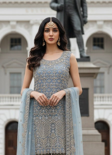 7006C- EMBROIDERED & EMBELLISHED SHARARA SUIT