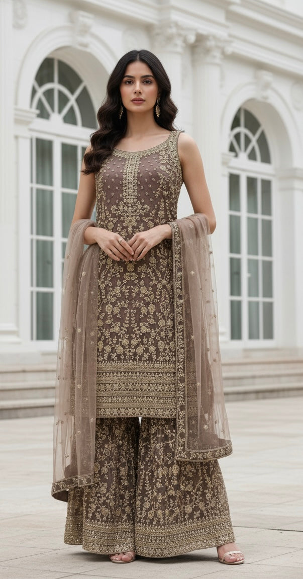 70012a- EMBROIDERED & EMBELLISHED SHARARA SUIT