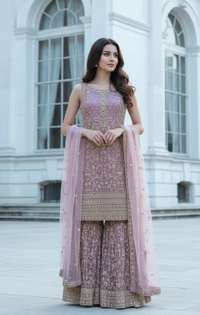 70012c- EMBROIDERED & EMBELLISHED SHARARA SUIT