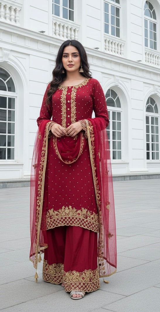 0142H- GEORGETTE FARSHI PALAZZO SUIT
