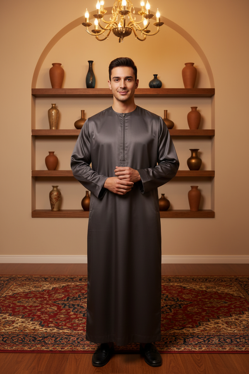JM425- MEN'S SATIN OMANI THOBE/JUBBA