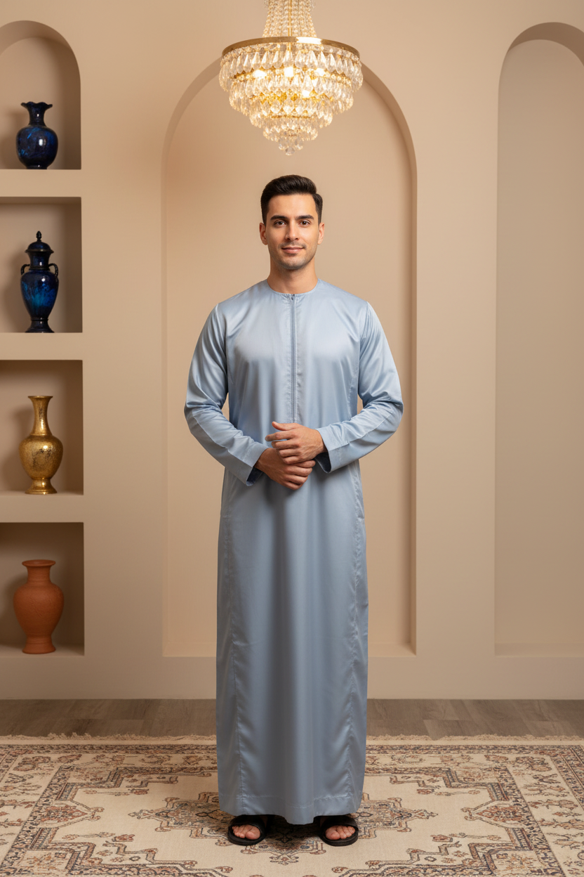 JM425- MEN'S SATIN OMANI THOBE/JUBBA