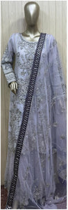 LILAC NET EMBROIDERED 3 PIECE SHARARA SUIT 351B