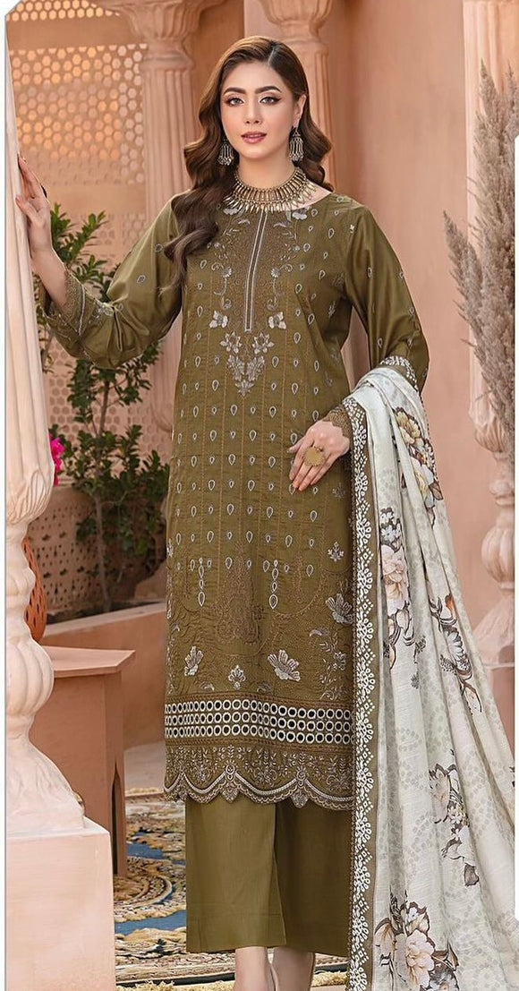 SATRANGI EMBROIDERED LAWN 3 PIECE SUIT ST01