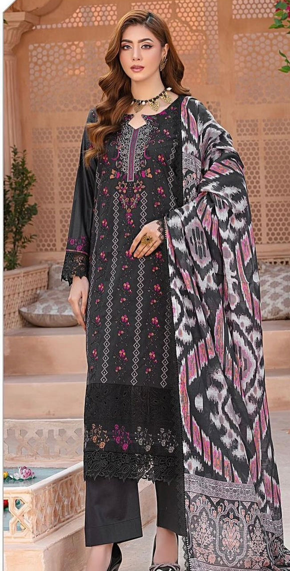 SATRANGI EMBROIDERED LAWN 3 PIECE SUIT ST02