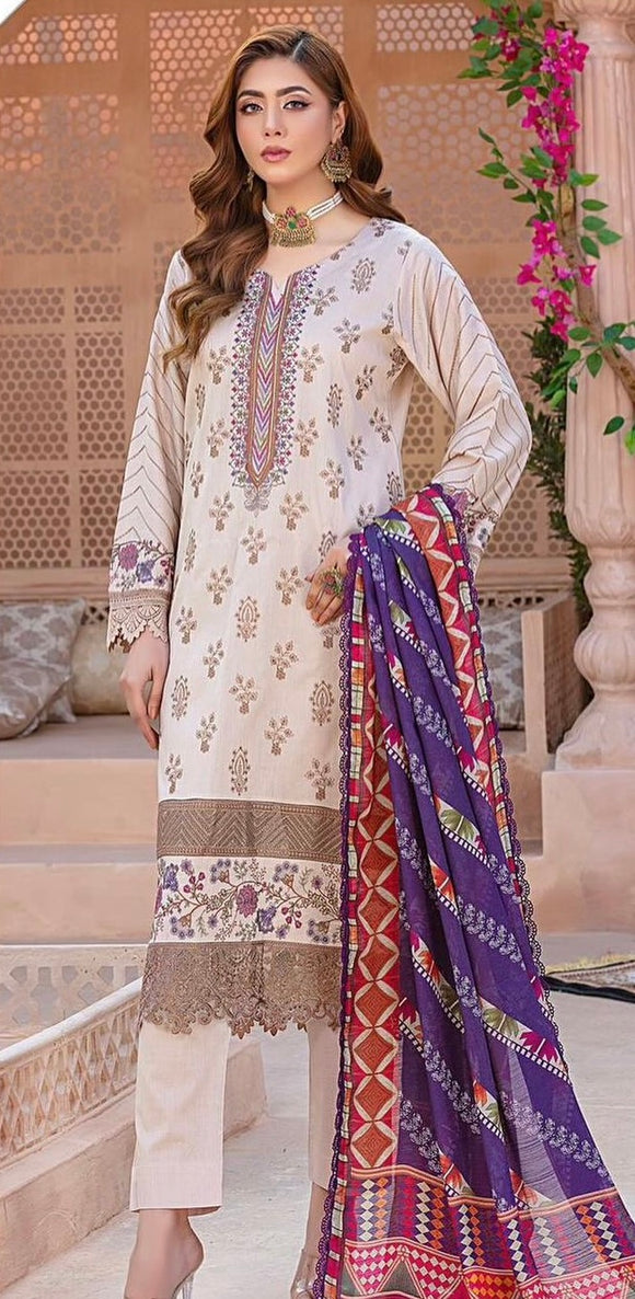 SATRANGI EMBROIDERED LAWN 3 PIECE SUIT ST03