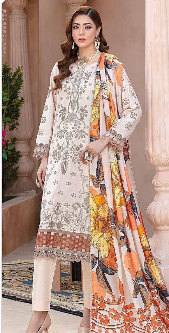 SATRANGI EMBROIDERED LAWN 3 PIECE SUIT ST06