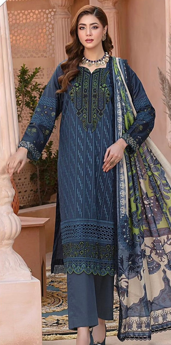 SATRANGI EMBROIDERED LAWN 3 PIECE SUIT ST07