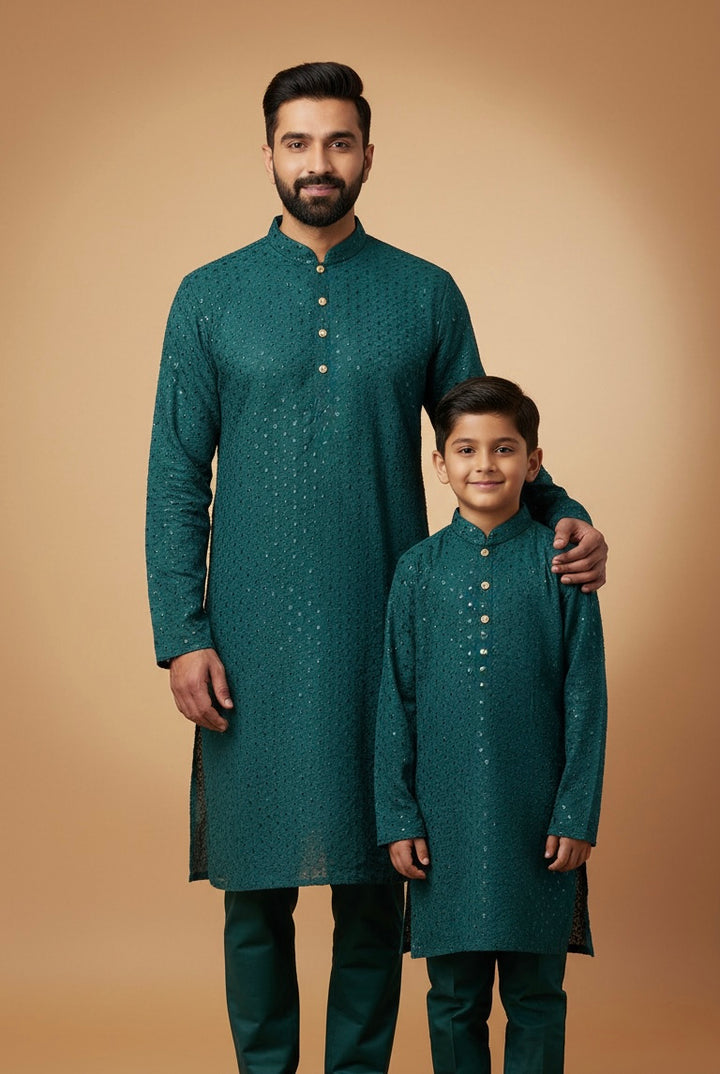 CK751A  - Green Chikankari Set for Boys and Men