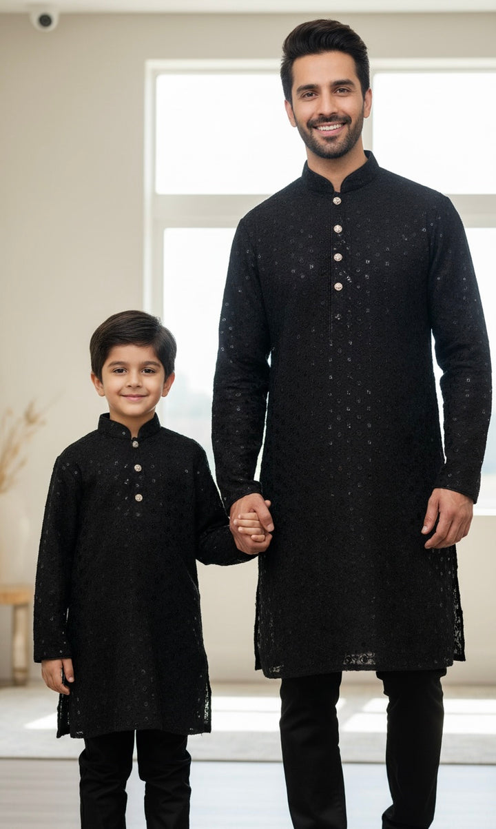 CK751C  - Black Chikankari Set for Boys and Men
