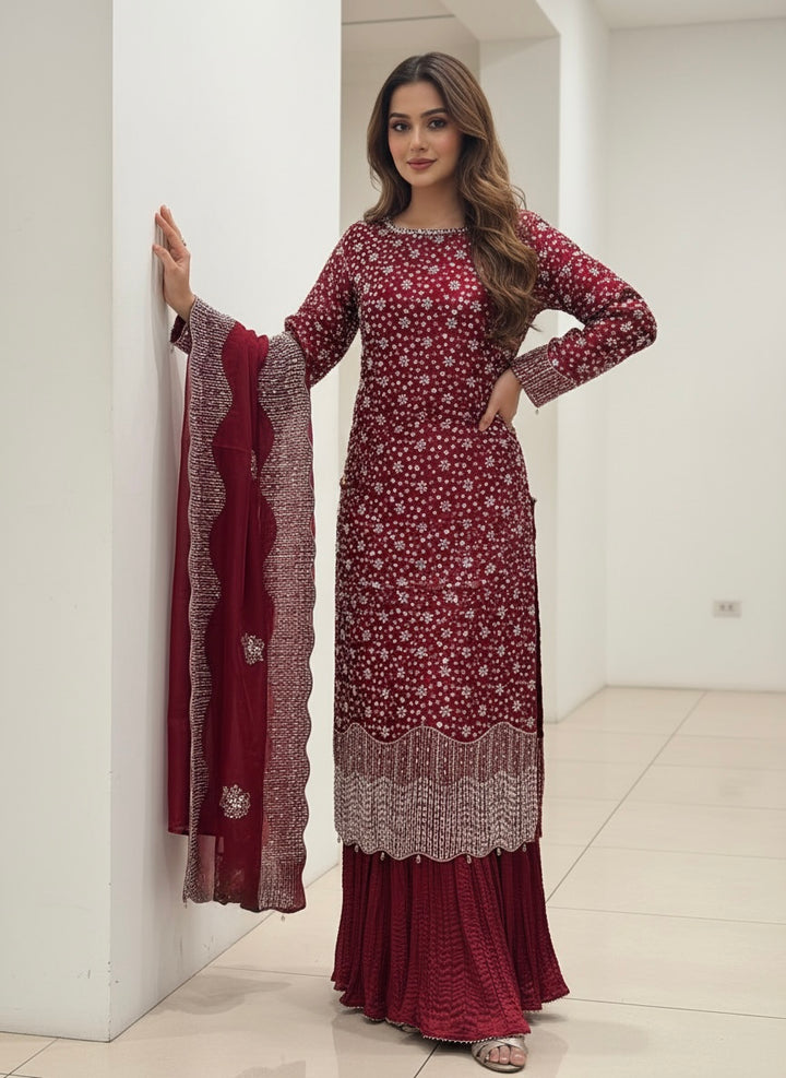 390C - EMBROIDERED & EMBELLISHED SILK SUIT