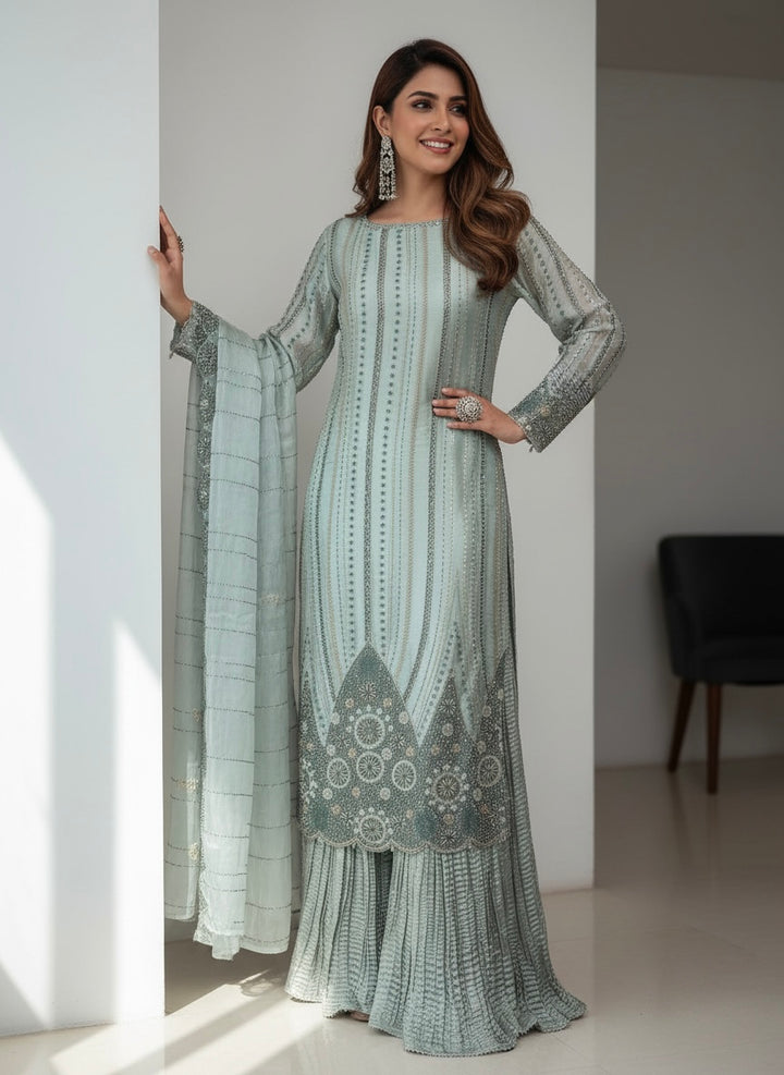390E - EMBROIDERED & EMBELLISHED SILK SUIT