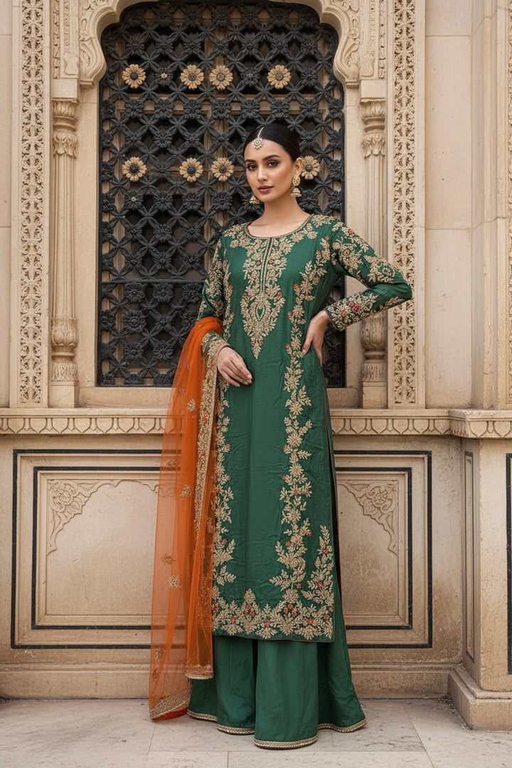 0159A- SILK FARSHI PALAZZO SUIT