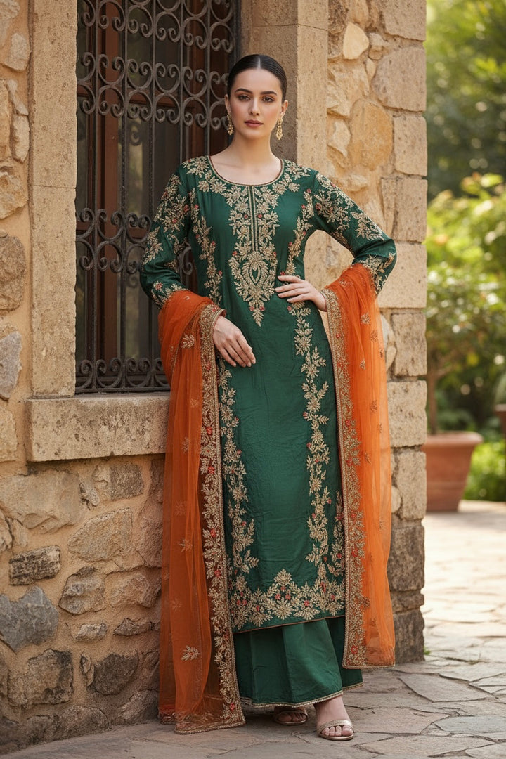 0159A- SILK FARSHI PALAZZO SUIT