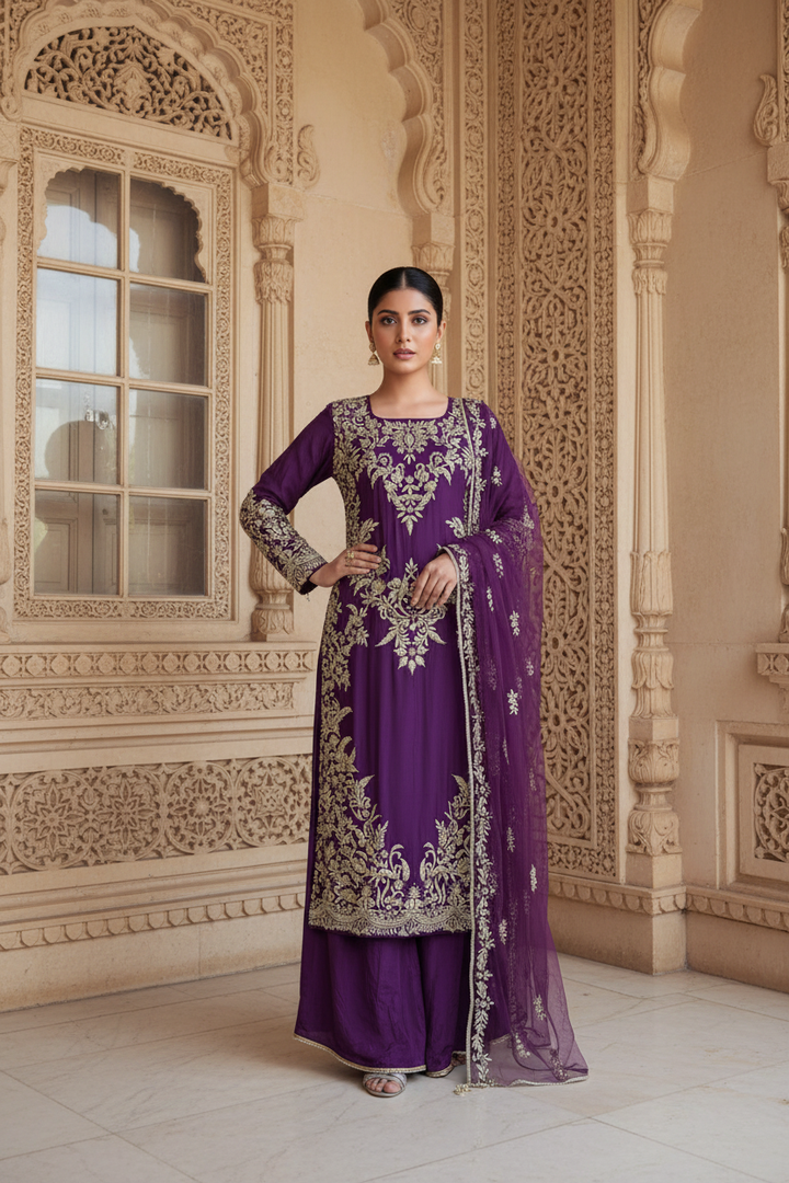 0141A- GEORGETTE FARSHI PALAZZO SUIT