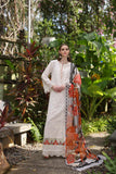 NOOR LUXURY CHIKANKARI LAWN'24 D6-B White Laser and schifli