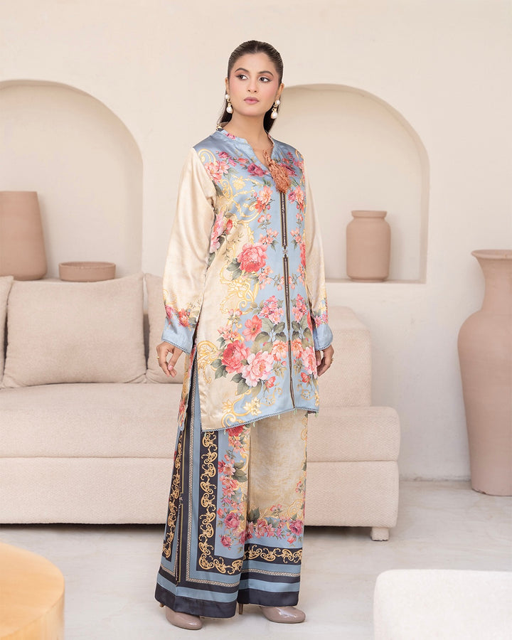 ZC01- SILK PRINT CO-ORD 2 PIECE SUT