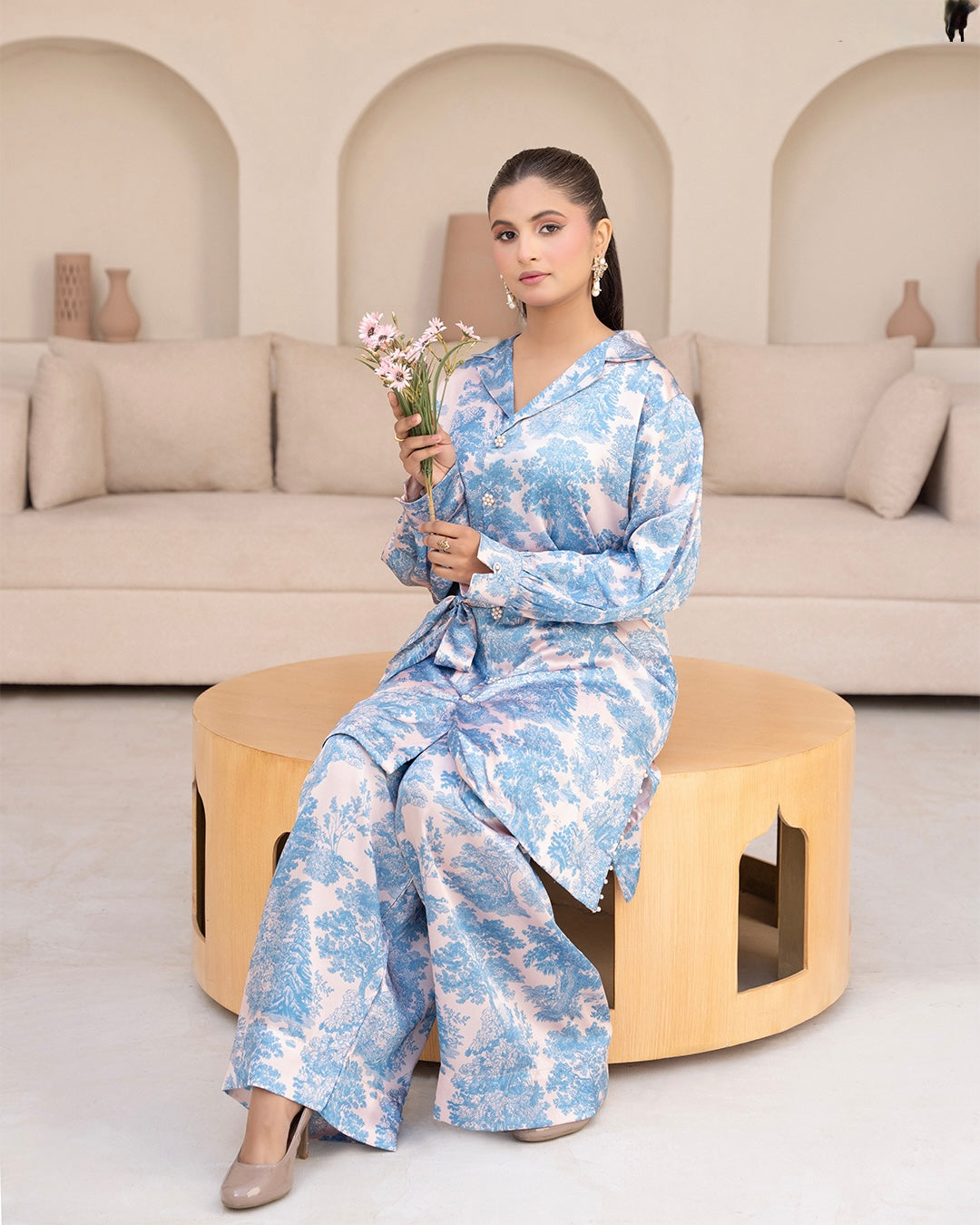 ZC02- SILK PRINT CO-ORD 2 PIECE SUT