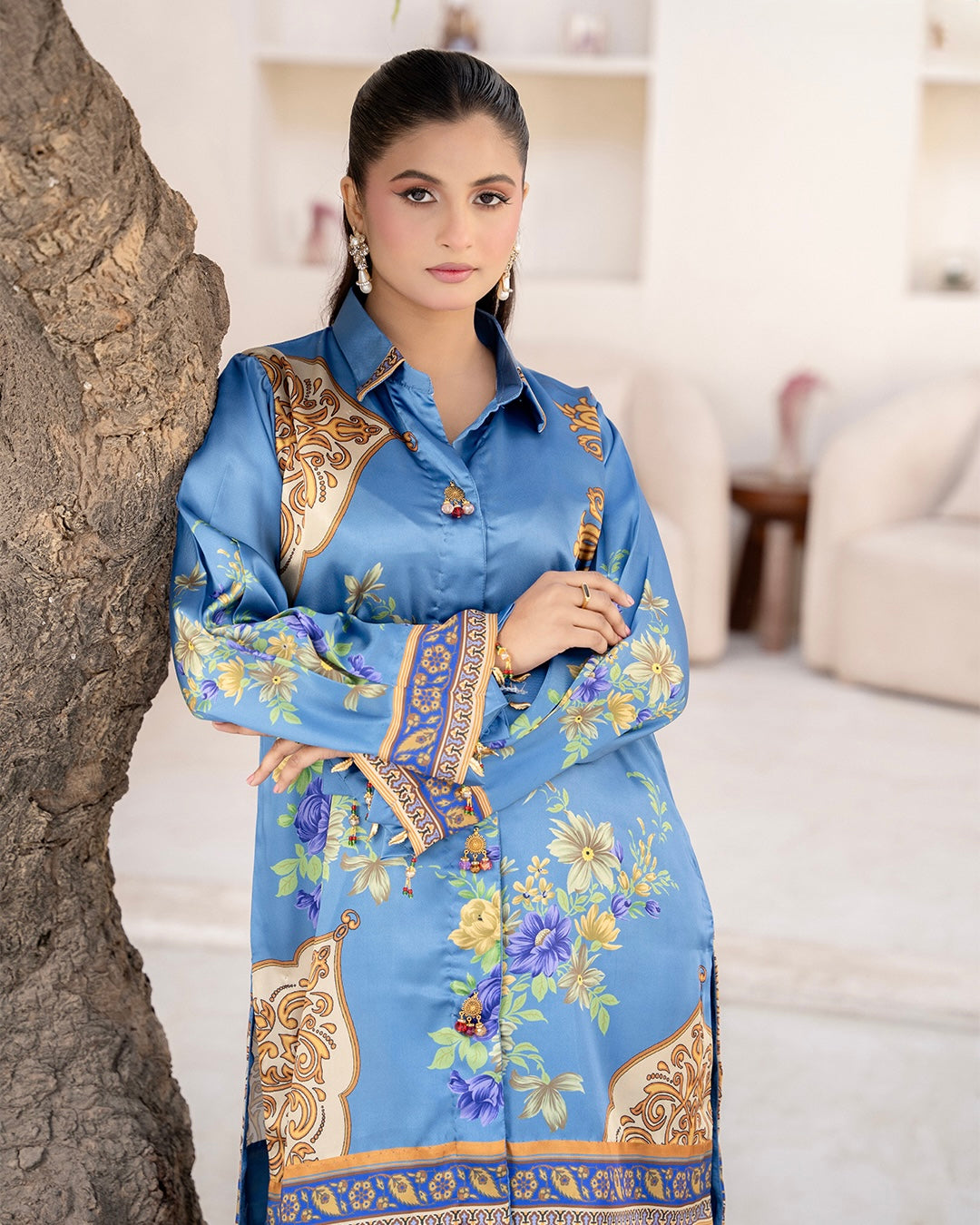 ZC03- SILK PRINT CO-ORD 2 PIECE SUT