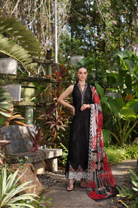 NOOR LUXURY CHIKANKARI LAWN'24 D6-A Black Laser and schifli