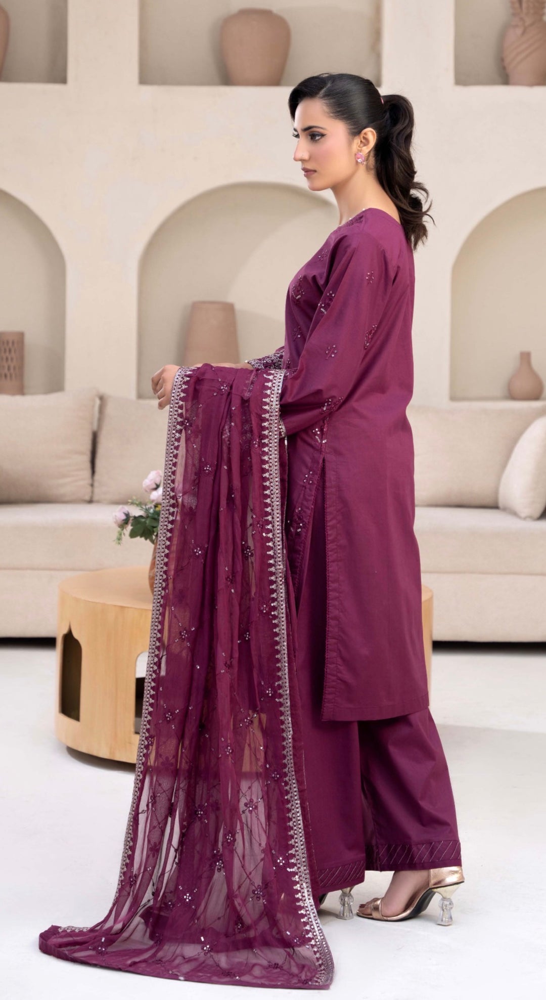 CZ03 - Embroidered Linen 3 Piece suit