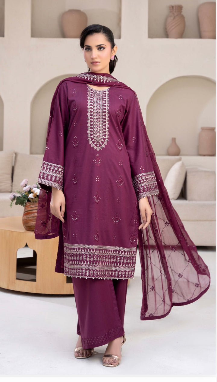 CZ03 - Embroidered Linen 3 Piece suit