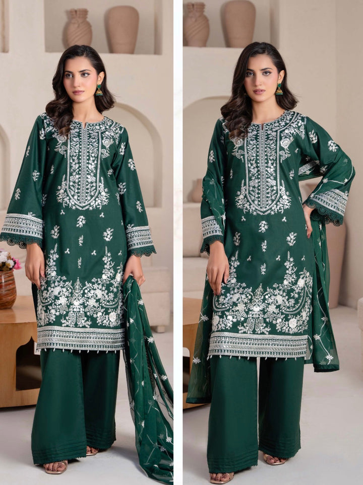 CZ06 - Green Embroidered Linen 3 Piece suit
