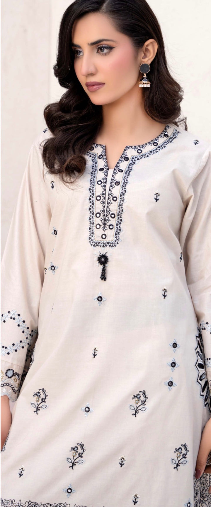 CZ07 - Ivory Embroidered Linen 3 Piece suit
