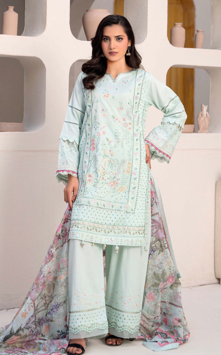 CZ10 - Mint Embroidered Linen 3 Piece suit