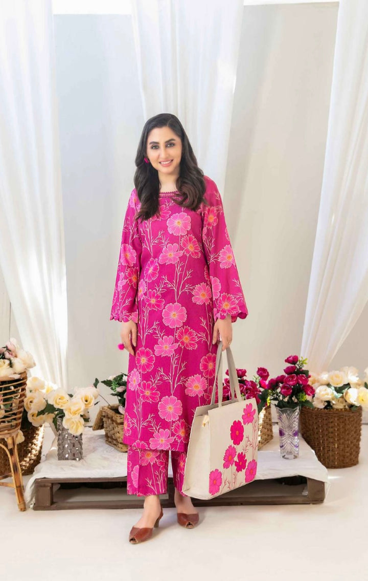D1559 - TAWAKKAL PRET GLO SWISS COTTON 2PC SET WITH HANDBAG