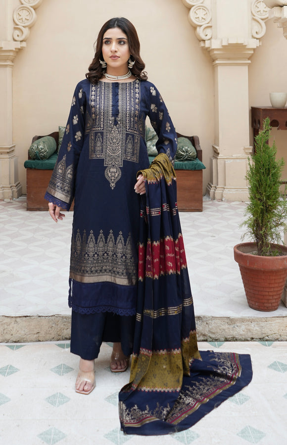 SADA-E-BAHAR JACQUARD BROSHA LAWN 3 PIECE SUIT SB04