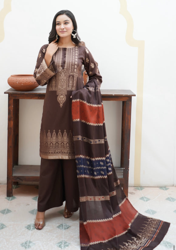 SADA-E-BAHAR JACQUARD BROSHA LAWN 3 PIECE SUIT SB06