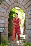 NOOR LUXURY CHIKANKARI LAWN'24 D12-A Red