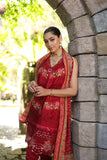 NOOR LUXURY CHIKANKARI LAWN'24 D12-A Red