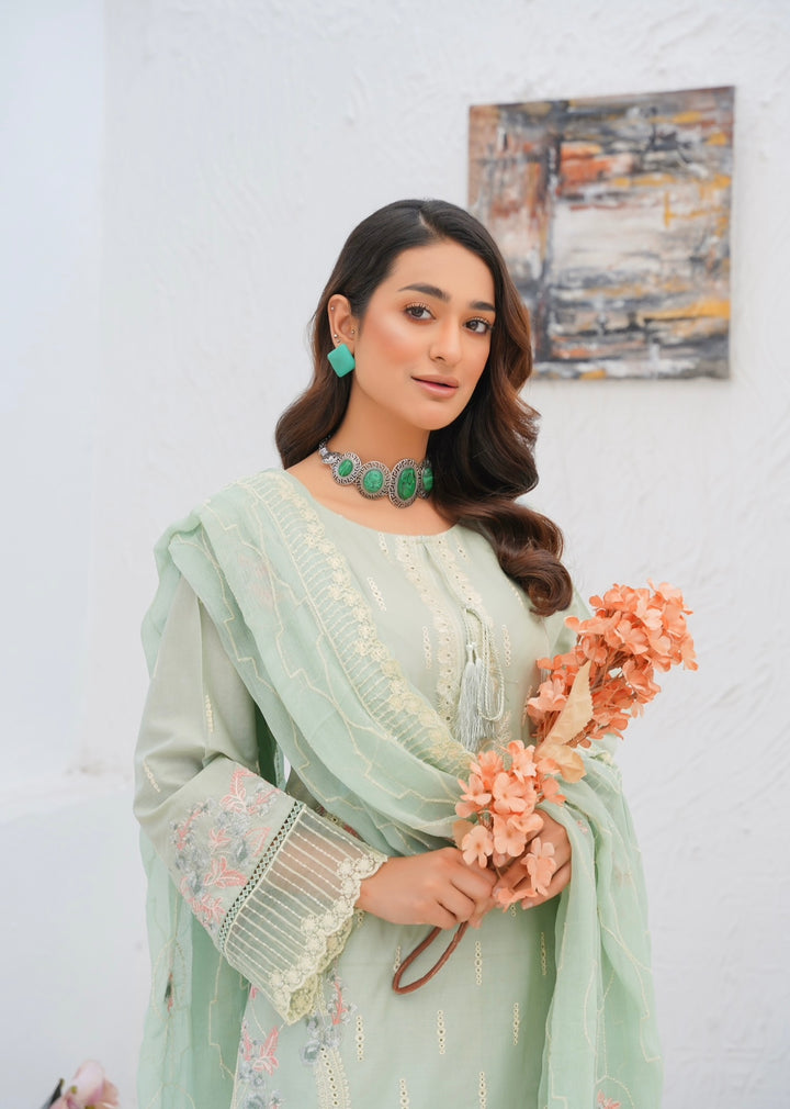 76C - Attire designer Embroidered Cotton 3 piece suit